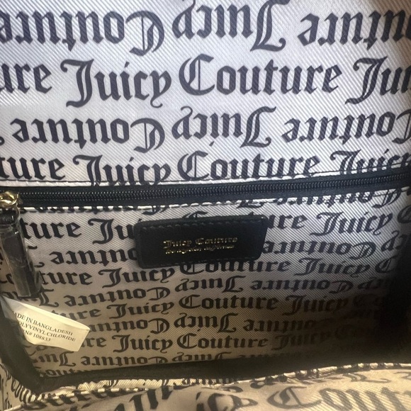 JUICY COUTURE Obsession Backpack Black Licorice Bling Logo Rhinestones Bag Y2K - Picture 8 of 14